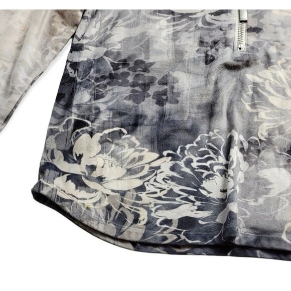 Soft Surroundings Floral Half Zip Long Sleeve Velvet Tunic Popover Top Large - Picture 5 of 8